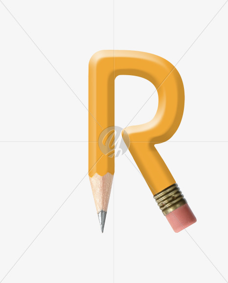 Letter R from Yellow wooden pencils alphabet on Yellow Images Creative Fonts - S44568