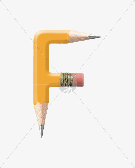 Letter F from Yellow wooden pencils alphabet on Yellow Images Creative Fonts - S44556