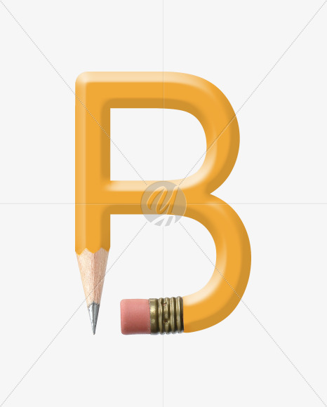 Letter B from Yellow wooden pencils alphabet on Yellow Images Creative Fonts - S44552