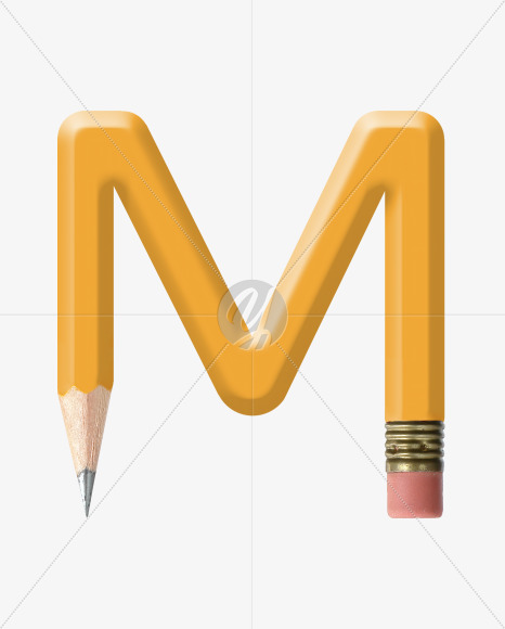 Letter M from Yellow wooden pencils alphabet on Yellow Images Creative Fonts - S44563