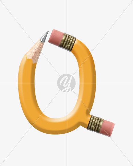 Letter Q from Yellow wooden pencils alphabet on Yellow Images Creative Fonts - S44567