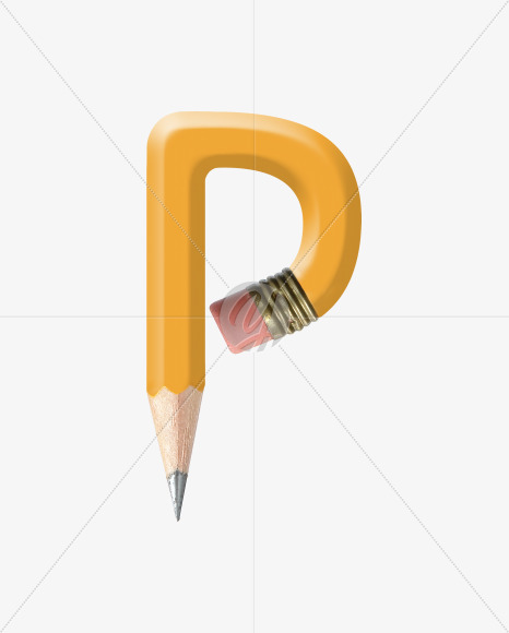 Letter P from Yellow wooden pencils alphabet on Yellow Images Creative Fonts - S44566