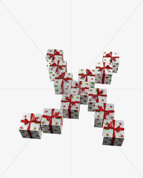 Letter X from Christmas boxes alphabet on Yellow Images Creative Fonts - S45114