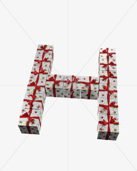 Letter H from Christmas boxes alphabet on Yellow Images Creative Fonts - S45098