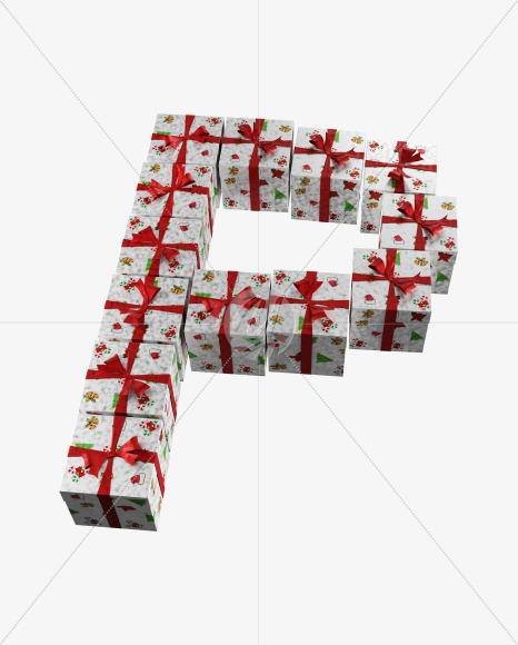 Letter P from Christmas boxes alphabet on Yellow Images Creative Fonts - S45106