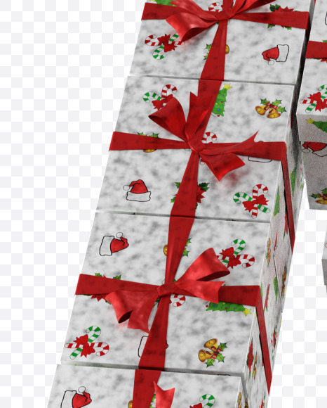 Letter K from Christmas boxes alphabet on Yellow Images Creative Fonts - S45101