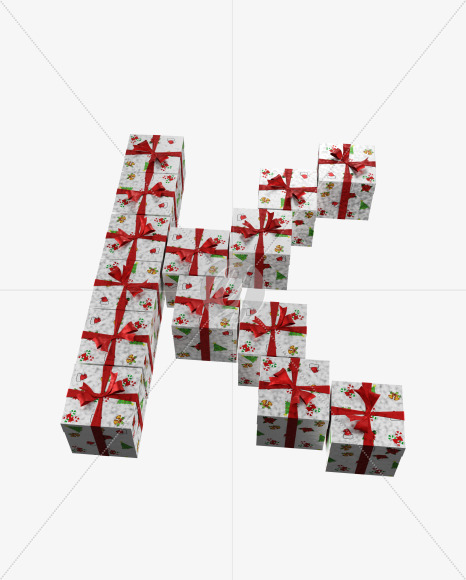 Letter K from Christmas boxes alphabet on Yellow Images Creative Fonts - S45101