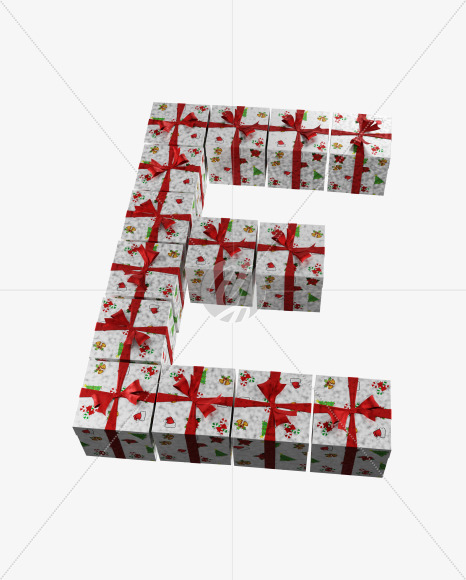 Letter E from Christmas boxes alphabet on Yellow Images Creative Fonts - S45095