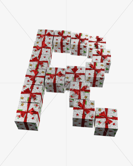 Letter R from Christmas boxes alphabet on Yellow Images Creative Fonts - S45108