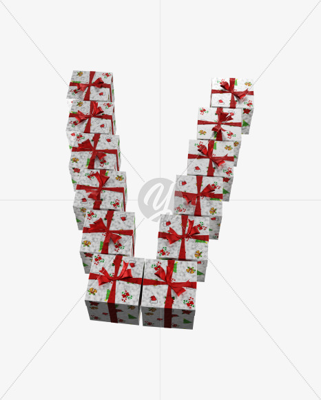 Letter V from Christmas boxes alphabet on Yellow Images Creative Fonts - S45112