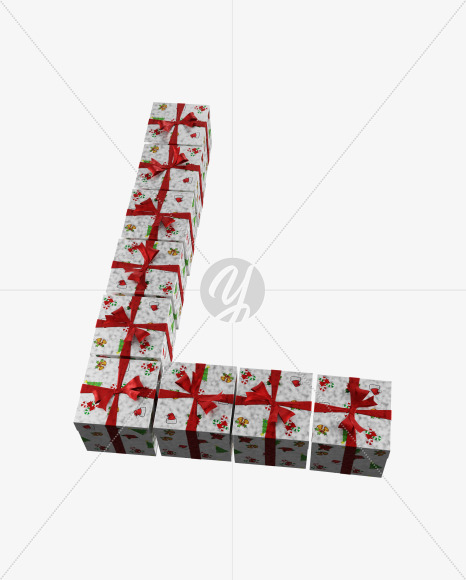 Letter L from Christmas boxes alphabet on Yellow Images Creative Fonts - S45102