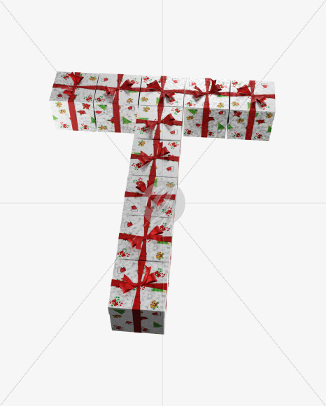 Letter T from Christmas boxes alphabet on Yellow Images Creative Fonts - S45110