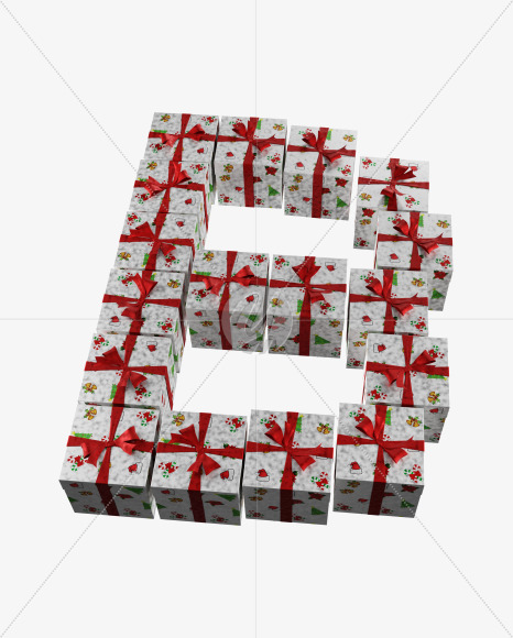 Letter B from Christmas boxes alphabet on Yellow Images Creative Fonts - S45092