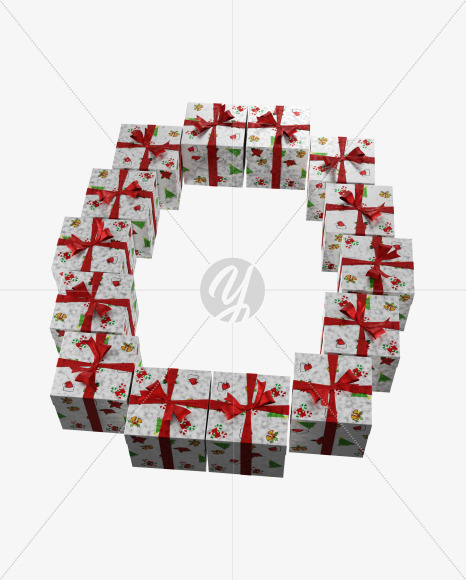 Letter O from Christmas boxes alphabet on Yellow Images Creative Fonts - S45105