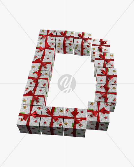 Letter D from Christmas boxes alphabet on Yellow Images Creative Fonts - S45094