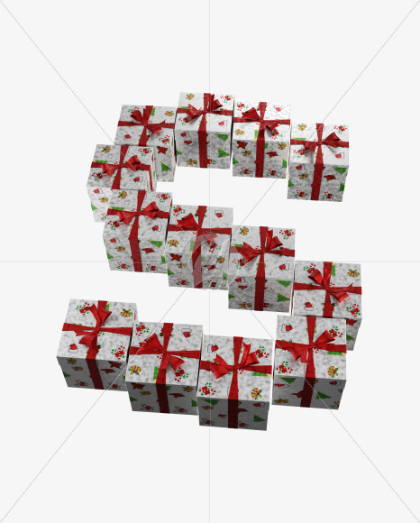 Letter S from Christmas boxes alphabet on Yellow Images Creative Fonts - S45109