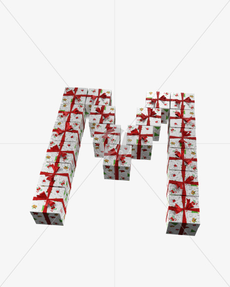 Letter M from Christmas boxes alphabet on Yellow Images Creative Fonts - S45103