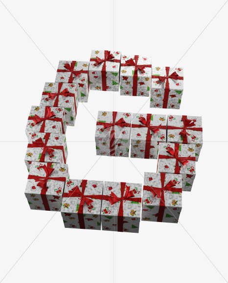 Letter G from Christmas boxes alphabet on Yellow Images Creative Fonts - S45097