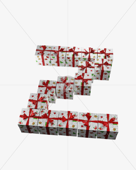 Letter Z from Christmas boxes alphabet on Yellow Images Creative Fonts - S45116