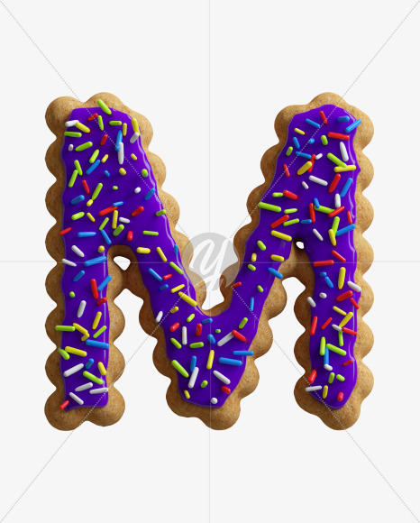 Letter M from ABC Cookie on Yellow Images Creative Fonts - S45757