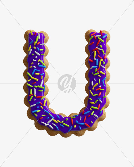 Letter U from ABC Cookie on Yellow Images Creative Fonts - S45765