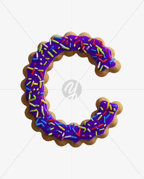 Letter C from ABC Cookie on Yellow Images Creative Fonts - S45747