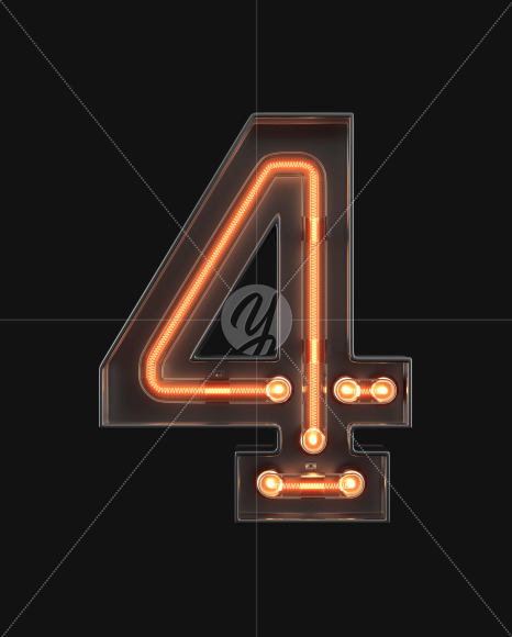 Number 4 from Neon Alphabet on Yellow Images Creative Fonts - S45868