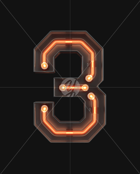 Number 3 from Neon Alphabet on Yellow Images Creative Fonts - S45867