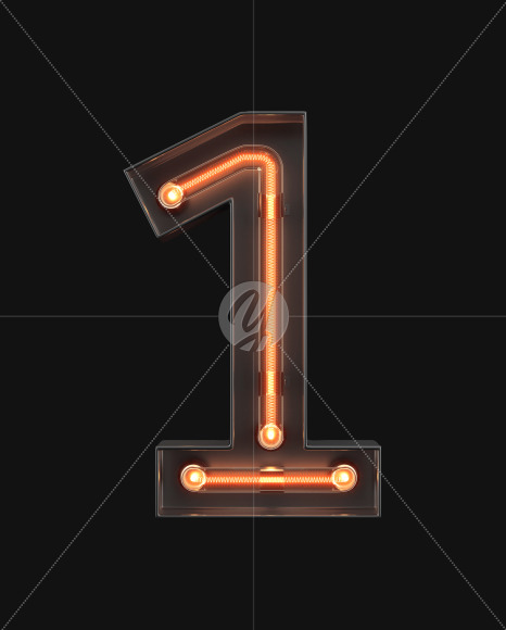 Number 1 from Neon Alphabet on Yellow Images Creative Fonts - S45865