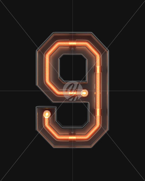 Number 9 from Neon Alphabet on Yellow Images Creative Fonts - S45873