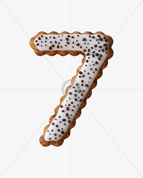 7 from Cookie with chocolate pieces alphabet on Yellow Images Creative Fonts - S46297