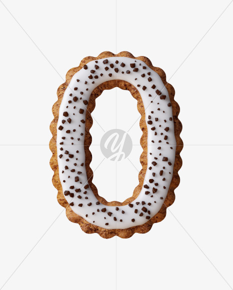 0 from Cookie with chocolate pieces alphabet on Yellow Images Creative Fonts - S46300