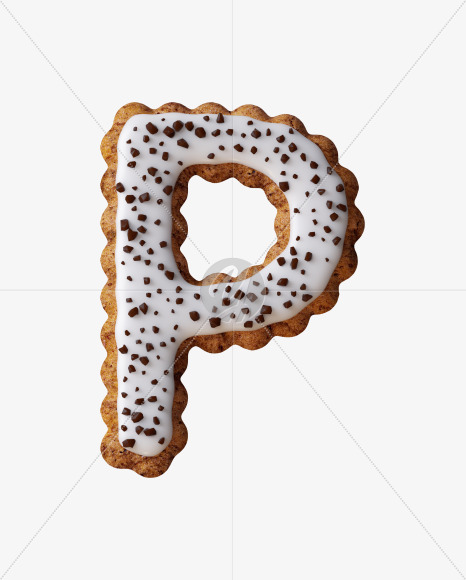 Letter P from Cookie with chocolate pieces alphabet on Yellow Images Creative Fonts - S46281