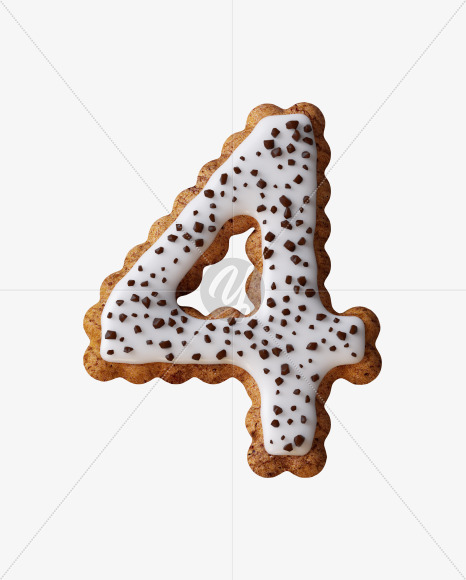 4 from Cookie with chocolate pieces alphabet on Yellow Images Creative Fonts - S46294