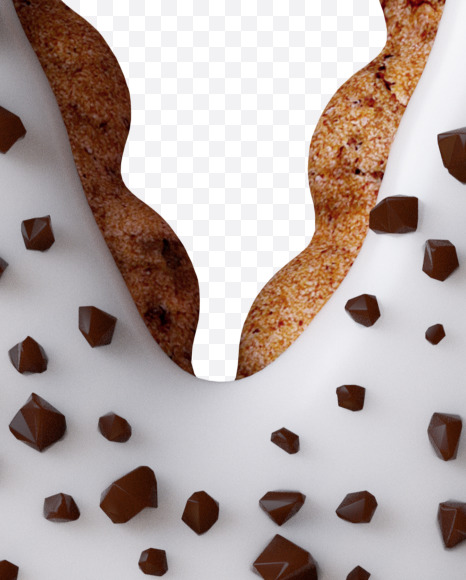 Letter V from Cookie with chocolate pieces alphabet on Yellow Images Creative Fonts - S46310