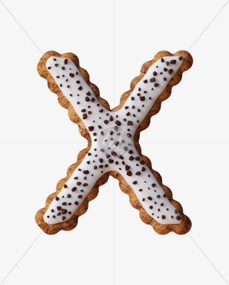 Letter X from Cookie with chocolate pieces alphabet on Yellow Images Creative Fonts - S46288