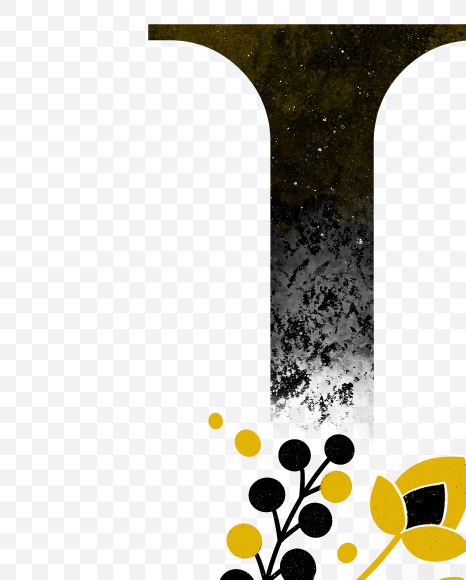 Letter H from Scandinavian Folk Alphabet with yellow floristic decor on Yellow Images Creative Fonts - S47070