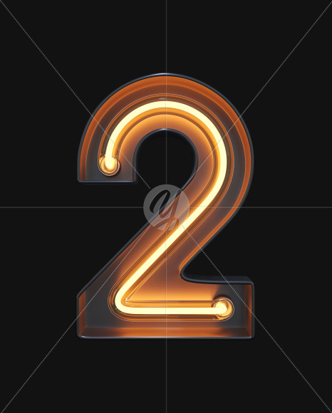 2 from Neon Light alphabet on Yellow Images Creative Fonts - S47116