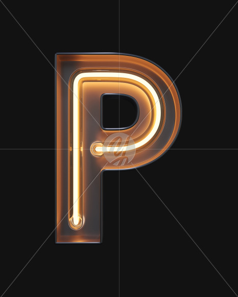 Letter P from Neon Light alphabet on Yellow Images Creative Fonts - S47104