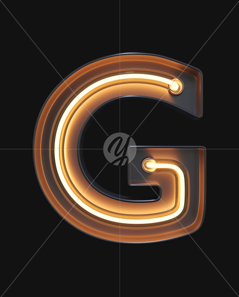 Letter G from Neon Light alphabet on Yellow Images Creative Fonts - S47095