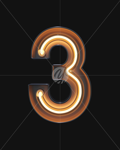 3 from Neon Light alphabet on Yellow Images Creative Fonts - S47117