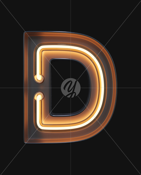 Letter D from Neon Light alphabet on Yellow Images Creative Fonts - S47092