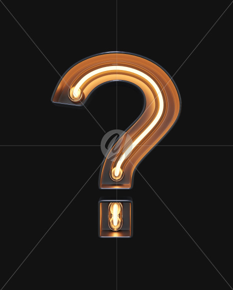 Question mark from Neon Light alphabet on Yellow Images Creative Fonts - S47124