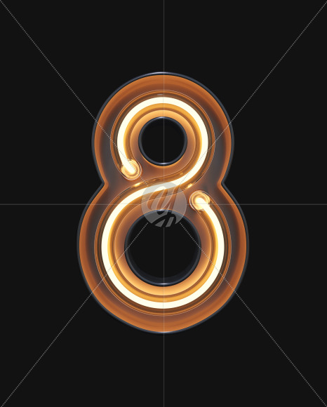 8 from Neon Light alphabet on Yellow Images Creative Fonts - S47122