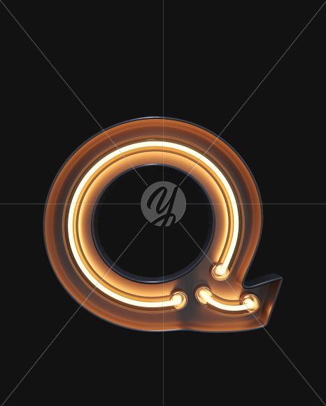 Letter Q from Neon Light alphabet on Yellow Images Creative Fonts - S47105