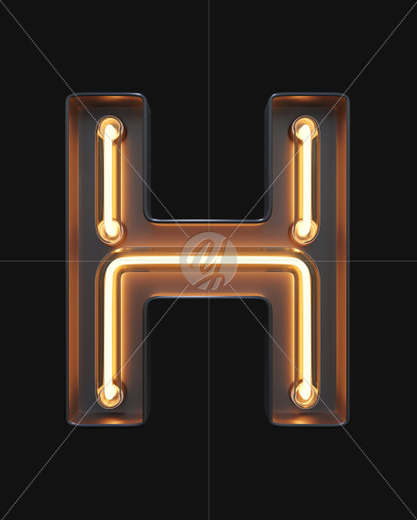 Letter H from Neon Light alphabet on Yellow Images Creative Fonts - S47096