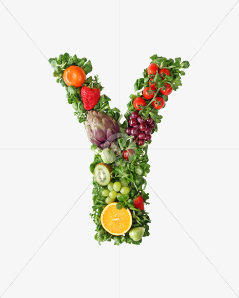 Letter Y from Fruit and vegetable alphabet on Yellow Images Creative Fonts - S48229