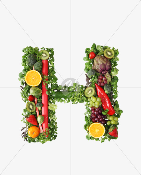 Letter H from Fruit and vegetable alphabet on Yellow Images Creative Fonts - S48212