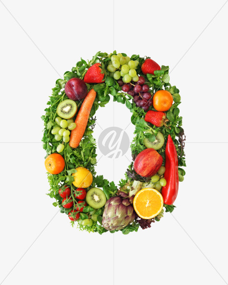 Letter O from Fruit and vegetable alphabet on Yellow Images Creative Fonts - S48219