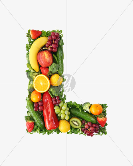 Letter L from Fruit and vegetable alphabet on Yellow Images Creative Fonts - S48216